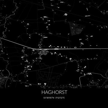 Zwart-witte landkaart van Haghorst, Noord-Brabant. van Rezona