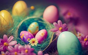 Ostereier mit Blumen Illustration