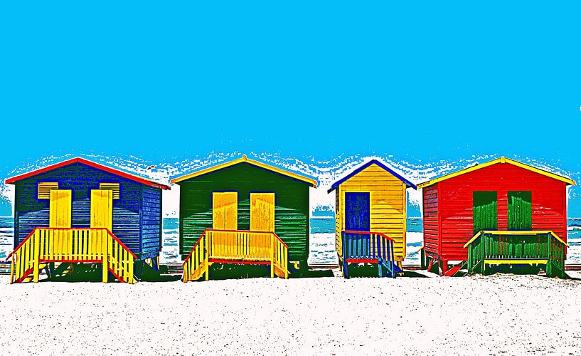 vestiaires colorés à Muizenberg mixed media par Werner Lehmann