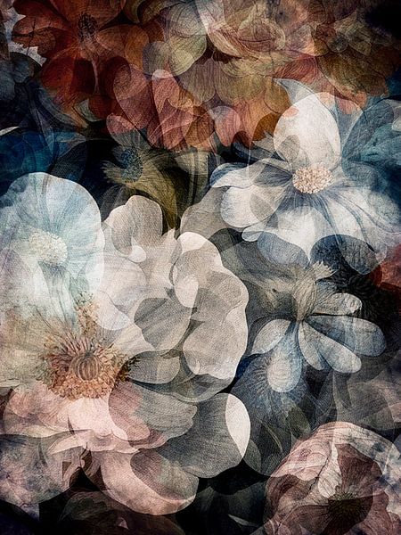 Antique autumn flowers in earthy colours II by Mad Dog Art