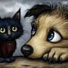 hond - kat - cartoon van Gelissen Artworks