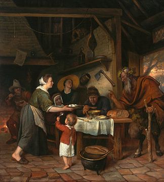 Jan Steen. Der Satyr und die Bauernfamilie