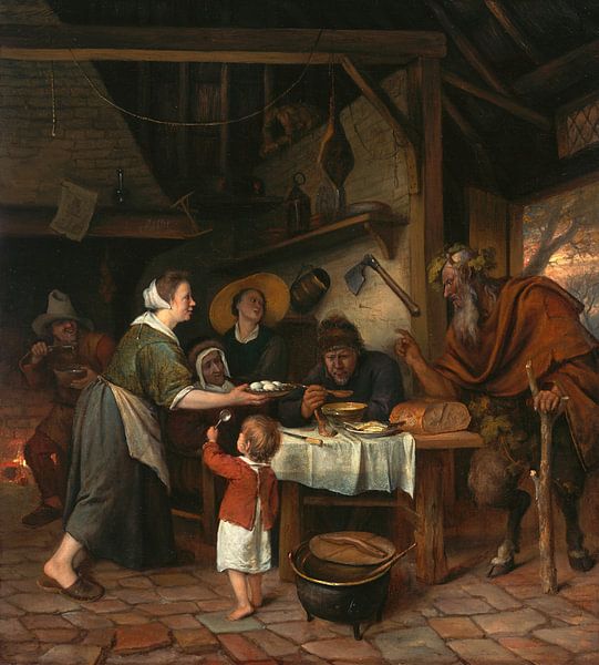 Jan Steen. De Satyr en de Boerenfamilie van 1000 Schilderijen