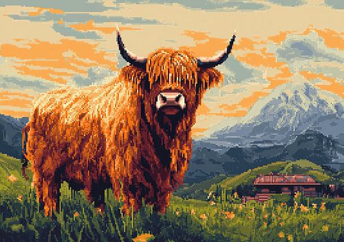 Hooglandse koe - Pixel Art