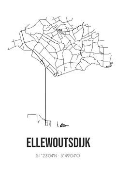 Ellewoutsdijk (Zeeland) | Landkaart | Zwart-wit van MijnStadsPoster