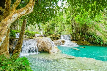 Waterfall in Kuang Si by Barbara Riedel