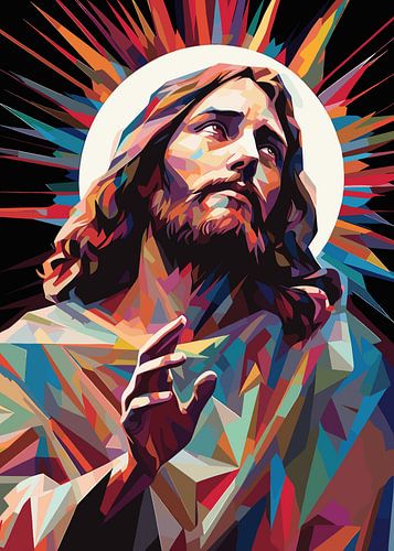 Verlichte Christus met Regenboog Halo