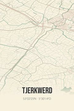 Vintage map of Tjerkwerd (Fryslan) by Rezona