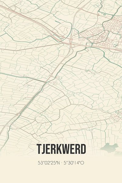 Vintage map of Tjerkwerd (Fryslan) by Prints of Place