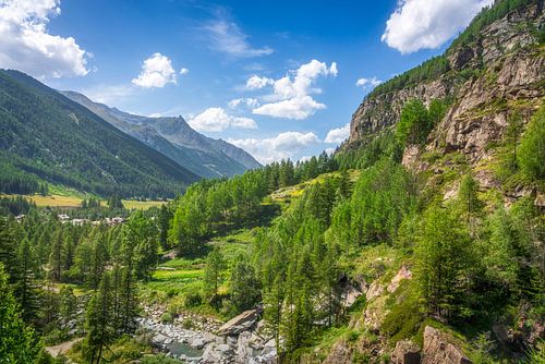 Cogne Valley view from Lillaz waterfalls. Aosta Valley, Italy