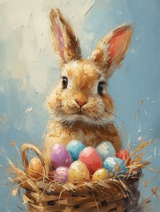 Cheerful Easter bunny with Easter eggs by Studio Allee