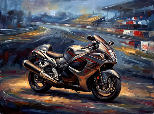 Une Suzuki Hayabusa à l'heure dorée
