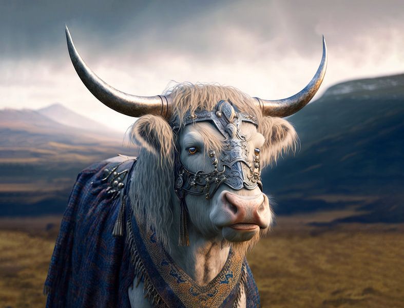 Schottischer Highlander Digital Art Fantasy von Preet Lambon