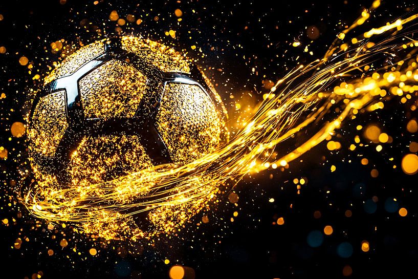 Golden Football in Motion by Imperial Art House