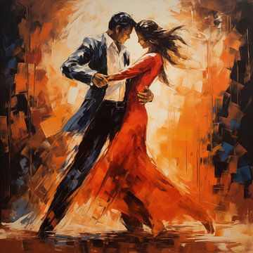 Tango dansers abstract van The Exclusive Painting