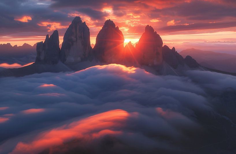 Erwachen der Dolomiten im Morgengrauen von fernlichtsicht
