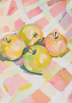 Apples Fruit Painting Cottagecor Fauvism Pink by Niklas Maximilian