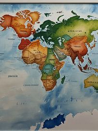 Weltkarte in Aquarell