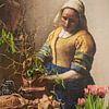 Het Melkmeisje in haar tuinkamer. van Alie Ekkelenkamp