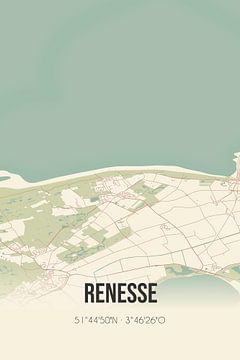 Vintage landkaart van Renesse (Zeeland) van MijnStadsPoster