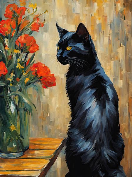 Black cat and flowers, inspired by Vincent van GoghVincent van Gogh by Erika Kaisersot