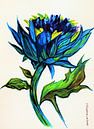 Blauwe distel (1) Handgeschilderd van Ineke de Rijk thumbnail