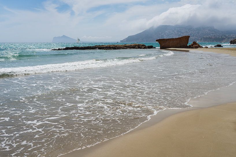 Sandy beach, clouds and the Mediterranean Sea by Adriana Mueller