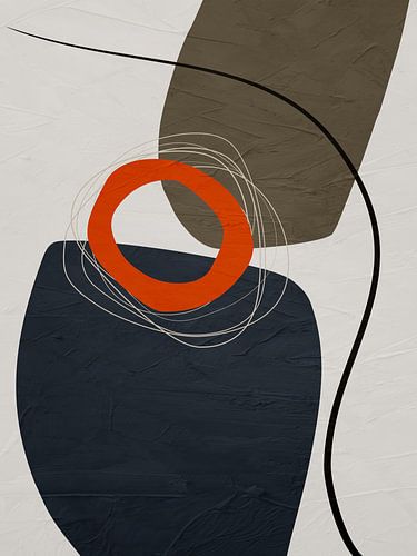 Organische geometrische abstracte kunst in aardetinten