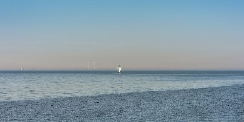 Sailing ship on a calm spring day on the IJsselmeer near Stavoren by Harrie Muis