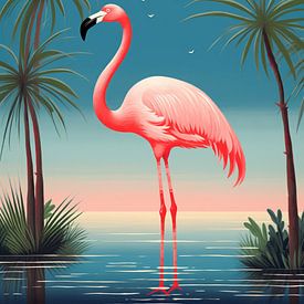 Tropisch flamingolandschap 03 van Matthias Hauser