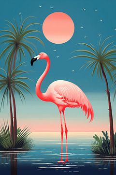Tropische Flamingo-Landschaft 03 von Matthias Hauser