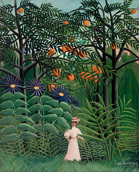 Femme marchant dans une forêt exotique (1905) par Henri Rousseau
