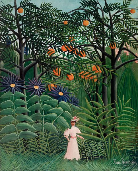 Woman Walking in an Exotic Forest (1905) by Henri Rousseau van Studio POPPY