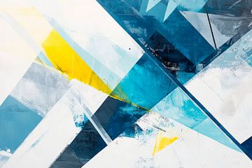 Geometric colour explosion in blue and yellow by Poster Art Shop