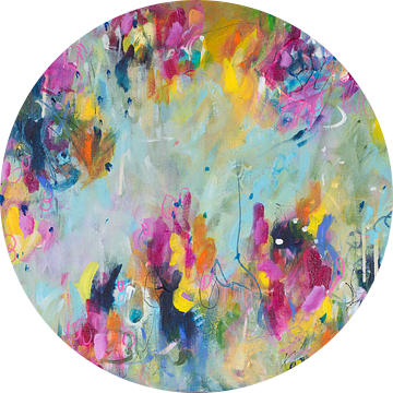 Unicorn Unleashed - kleurrijk abstract schilderij van Qeimoy