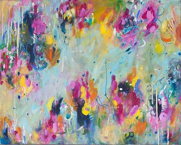 Unicorn Unleashed - colourful abstract painting by Qeimoy