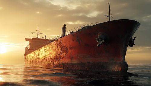 Roestige olietanker panorama