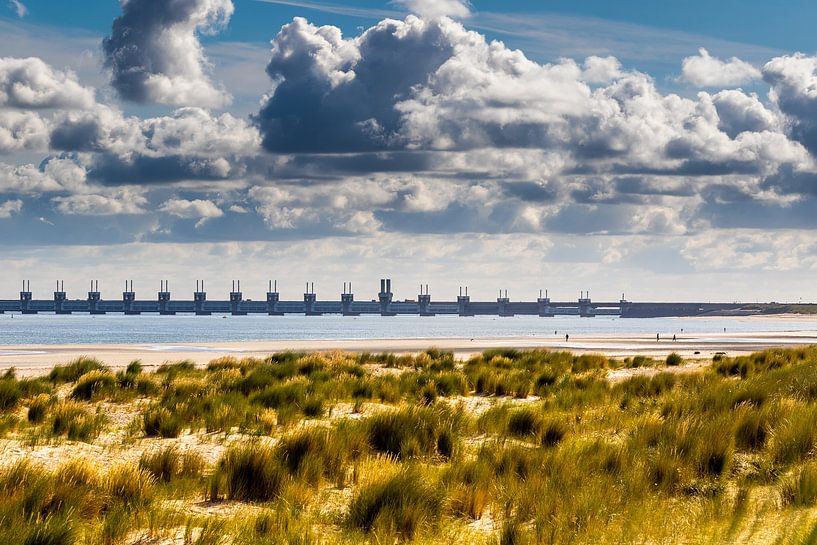 The Eastern Scheldt storm surge barrier through the dunes by Danny Bastiaanse