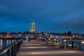 Deventer skyline at night with illuminated Lebuinus church by Paula Ketz