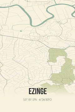 Vintage map of Ezinge (Groningen) by Rezona