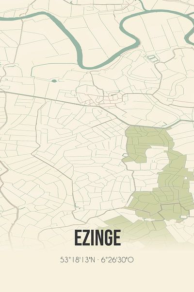 Vintage map of Ezinge (Groningen) by Prints of Place