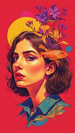 - Woman with Flowers and Fish by Digital Picture Art