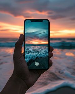 Mit dem Handy am Strand