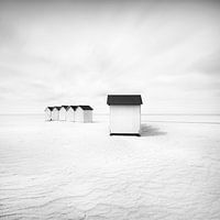 Beach Huts on the Atlantic Ocean. Normandy
