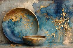 Nieuw Delfts Blauw keramiek in blauw en goud