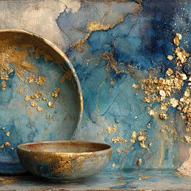 Nouvelle céramique Delfts Blauw en bleu et or sur Jorali Beaux-Arts