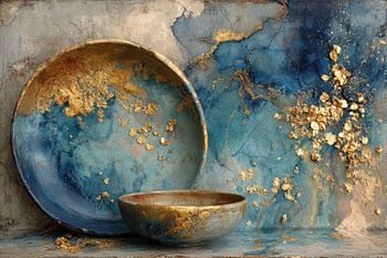 Nieuw Delfts Blauw keramiek in blauw en goud
