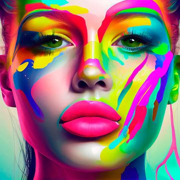 Vrouwen gezicht Pop-Art. Deel 8 van Maarten Knops