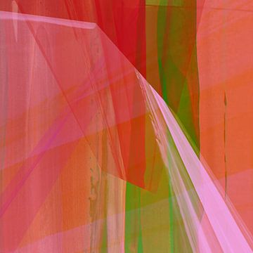 Neon vibes : abstrait en rose, rouge, vert et orange. sur Studio Allee