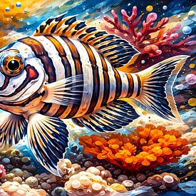 Poisson parmi les coraux sur Linda de Klein